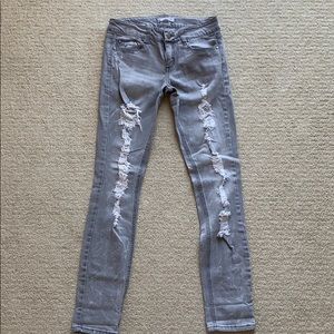 Forever 21 grey distressed skinny jeans